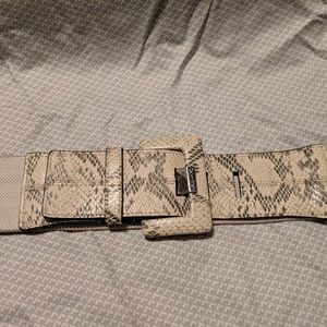 Calvin Klein cream, snake print belt